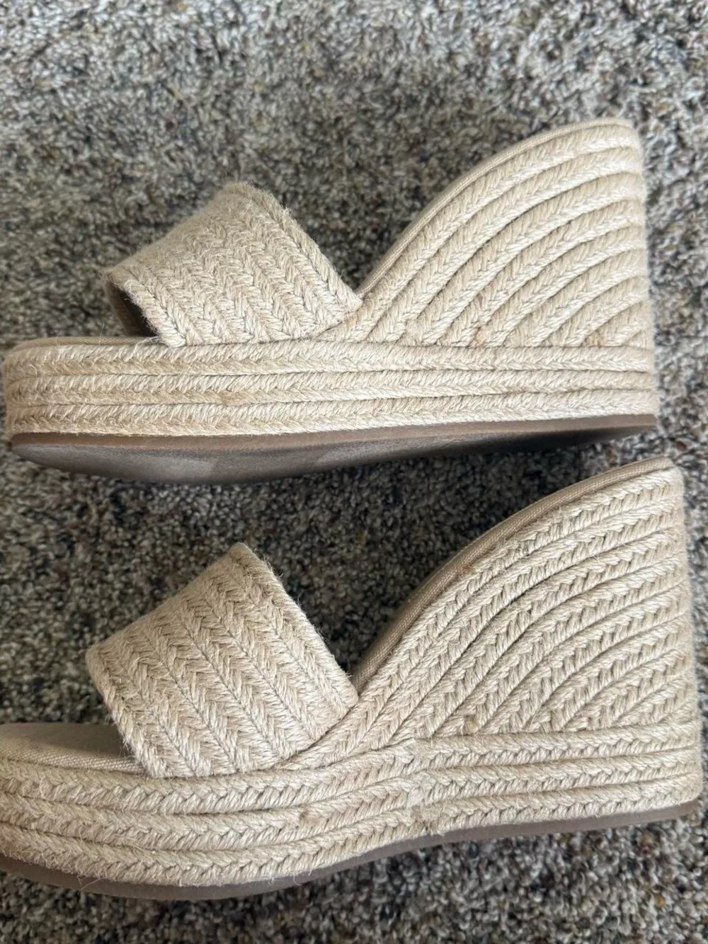 Altar’d State Neutral Beige Wedge Espadrille Slide Sandals 7